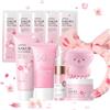 Dongcill Kit per Cura della Pelle Sakura 11 Pezzi,Sakura Skincare Set Ragazze Donne | Include Fascia skincare, Spazzola per il viso,Pulizia,Crema solare 50,Essenza,Crema,Maschera per la notte (x5)