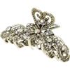 SiSfeL Fermagli per Capelli Donna Vintage Metallo, Hair Clamp Pinza Elegante con Strass, Mollettoni Antiscivolo Artiglio Clip per Donna/Ragazze, Oro, 7.8 cm