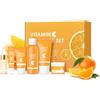 Domality Set di Cura della Pelle Idratante 6PCS con Vitamina C, Kit Viso con Detergente, Tonico, Siero, Crema Contorno Occhi, Crema Viso, Crema Solare, Set Unico di Cura del Viso Regalo per Donne Ragazze