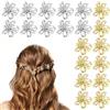 Bremorou 20 fermagli per capelli, piccoli fermagli per capelli in metallo oro e argento, a forma di fiore, da donna, per matrimoni, uso quotidiano, feste