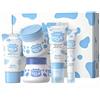 PIWINE Milk SkinCare Set da viaggio per la cura della pelle, idratante e nutritiva, con detergente, protezione solare SPF50+, cura degli occhi, crema illuminante e crema idratante