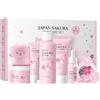 BeauBase Kit per la Cura Della Pelle Sakura 8 Pezzi | Mini Size da Viaggio Viso, Skin Care Kit Viso per Adolescenti, Include Detergente Tonico Crema Occhi Siero Crema Idratante