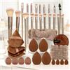 Generic Set completo di 40 pennelli da trucco professionali, accessori per il trucco del viso, include pennelli cosmetici, frullatore di bellezza e spugna (caffè)