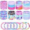 ZexJpr 60 elastici per capelli da ragazza, 4 cm, in nylon colorato con stampa, morbidi e comodi per acconciature quotidiane, gamma di colori per ragazze, combinazione quotidiana, coda di cavallo
