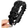 Wambere Fascia per capelli da donna, larghezza 3,5 cm, intrecciata, per capelli, accessorio per capelli, per donne, ragazze, abbigliamento quotidiano, feste, viaggi, colore nero