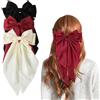 YUBBYSTU 3 Pezzi Fermagli Per Capelli con Fiocco Grande, Mollette Per Capelli Donna Con Fiocco In Raso, Tinta Unita Francese Fermaglio Semplice Accessor, accessori per donne e(bianco + nero + rosso)