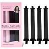 Generic Set di 4 bigodini senza calore, con bottone a pressione, in morbida seta, senza calore, per capelli lunghi e medi durante la notte, colore nero