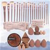 Generic Set di 40 pennelli da trucco con grande combinazione, kit professionale di pennelli per ombretto e viso, strumenti di bellezza portatili per viaggi, collezione di pennelli cosmetici con custodia