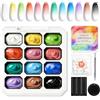 Shining She Smalto Semipermanente Unghie, 12 Colori Ombré Pat Gel Francese | French Gradient Gel Nail Blush Multilorato Pastello, 50 Spugna Unghie, Pinza Metallica, Francese Adesivi Unghie, Tavolozza