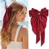 LECTNORE Fiocco per capelli rosso, grande fiocco per capelli, da donna, nastri in raso setoso con coda lunga, accessorio per capelli per ragazze e ragazze