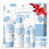 BeauBase Set Viso al Latte - Kit Skincare 5 Pezzi per Adolescenti e Ragazze, Idratante e Delicato, con Detergente, Tonico, Siero, Crema Contorno Occhi e Crema Viso