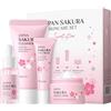 Vawolecy Sakura Set per la cura della pelle per le donne, kit per la cura della pelle in formato da viaggio con detergente, siero, crema per gli occhi, crema per il viso 4 pezzi