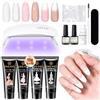 SAVILAND Polygel per Unghie Kit Completo, 4 Colori Gel Ricostruzione Unghie con Base & Top Coat, Lampada U V e Strumenti per Unghie, Estensione Unghie Kit Unghie Gel Nail Art per Fai Da Te a Casa