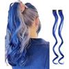 Belle G 2 extension per capelli con clip, con striature, colorate (2 ciocche ricce blu scuro)