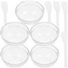 BIUDECO Set di 5 Mini Ciotole in Vetro Trasparente per Maschere Viso, Bastoncini per Mescolare, per Uso Spa e Trattamenti a Casa