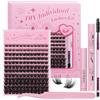 GLAMLASH Ciglia Finte Ciuffetti Kit 8-16mm | Extension Ciglia con Bond, Rimuoviciglia e Pinzetta per DIY a Casa