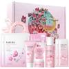 HASAIKA® Set per la Cura Della Pelle Sakura, Kit per la Cura Della Pelle Donna, Set Idratante per La Cura, Idratante e nutriente Include spazzola detergente e fascia per capelli, 11 pezzi