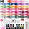 VANREESA 55 Colori Kit Semipermanente Unghie, Kit Unghie Gel Completo 77PZ con Top Base Opaco Brillantini Coat e Lampada U V Led Unghie 48W e Strumenti per Manicure, Set Manicure per Principianti
