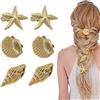 KASESSS 6 Pezzi Dorate Mare Mollette Capelli Donna, Conchiglia Stella Marina Conca Marina Fermagli per Capelli, Boho Estivi Accessori Capello per Donna Ragazze, Hair Clips Sirena Spiaggia e Feste
