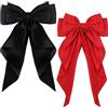 ZEVONDA Capelli Fiocco Grande - Fermagli Per Capelli Con Fiocco Grande Fermagli per Capelli con Nastro Lungo in Raso di Seta Accessori per Donne e Ragazze, Nero + Rosso (2PCS)