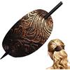 Povanjer - Fermaglio per capelli in pelle con bastone, per capelli lunghi