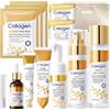 Allony Kit Skincare Viso Completo, 13 Pezzi Set Skincare Collagene | Skincare Coreana Kit 9 in 1, Collagen Mask, Eye Cream, Toner Viso, Cleanser, Siero Viso, Hand Cream, Idratante Labbra ecc