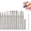 GREATRICH 13 Pezzi Pennelli Unghie Gel Nail Art, Set Unghie Gel Ricostruzione con 12 Pennelli + Tavolozza, Incluso Pennello French Acrigel, Ideale per Pennello Acrygel e Pennello Gel Unghie Ricostruzione