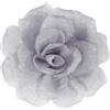 Mecool Fermaglio per capelli con rosa, accessorio per donne, ragazze, matrimoni, grigio (8 cm)