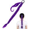Vexaflow Extension per Capelli Viola, Coda di Cavallo Pre-Intrecciata con Elastico e Anelli, Capelli Sintetici per Treccine Cosplay Halloween Spettacoli e Feste, 61 cm