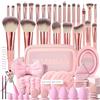 Generic Set di 37 pennelli da trucco, set di pennelli professionali con custodia, kit di pennelli da trucco per fondotinta, pennelli e strumenti per trucco occhi e viso (rosa)