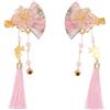 GALPADA Mollette per Chioma Giapponesi Delicate 2pezzi Nappe Lunghe in Legno e Lega Rosa, Accessori Chioma per Carnevale e Festa in Maschera Stili multipli