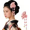 FOMIYES 1 Pc Copricapo Stile Giapponese Ornamento Per Capelli Con Nappa Capelli Fermaglio Capelli Stile Giapponese Clip Per Capelli Fiori Capelli Giappone Geisha Lega Perdere
