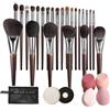CNNONE Set di pennelli da trucco naturali, per ombretto, setole di capra, kit per trucco nabor kistey sfumatura pinceaux maquillage (24 pezzi)