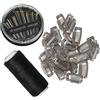 Nexyshe 20 clip per extension per capelli con aghi e set di fili, clip per parrucche con gomma da cucire a 9 denti, clip metalliche a scatto (marrone scuro)