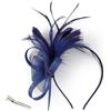 Gansdnek Fascinator Blu Scuro per Donne, Fascinator in Pizzo e Piume per Matrimonio, Festa di Sera, Garden Party, Tea Party