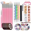 Tpubmity Nail Art Design Set Kit, Unghie Decorazione con 15pz Nail Art Pennelli, 5pz Dotting Pen, nastri per unghie, strass per unghie colorati per Unghie Arte, rosa