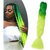 Gairyan Extension per Treccine Africane Jumbo Braisd Extension a Treccia 60cm 100g 1PCS Extension Treccine Africane Treccia Capelli Finti Sintetici Afro Ombre (Verde Scuro Ombre Verde Giallo)