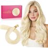 WENNALIFE - Bonding extension di capelli veri, 50 g, 50 ciocche, 60 cm, capelli lisci, con punti di fissaggio invisibili a I, per extension professionali, biondo platino