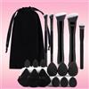 Generic Set di pennelli da trucco - 18 pezzi di pennelli da trucco da viaggio, set di pennelli Real Techniques con polvere libera per fondotinta, correttore, cipria, ombretti, fard, set di pennelli da trucco