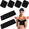 BTIYMU Fascia Capelli Donna con Polsino Sportivo Antisudore, Fasce per Capelli Donna Sport Trucco Sportiva Yoga Skincare Nera, Headband Unisex Polsini Tergisudore Fascette Antiscivolo Elastica