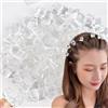Generic 100 mini piccoli fermagli per capelli da donna e ragazza, in plastica nera trasparente, per coda di cavallo, accessori per acconciature e acconciature (bianco trasparente)