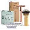 Bamboozy Kit Iniziale Rasoio di Sicurezza, Alluminio Oro Rosa, 20 Lame di Ricambio e Sapone da Barba - Rasoio di Sicurezza a Doppio Filo, Zero Rifiuti