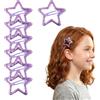 Righe e Pois Fermagli Capelli A Stella Glitter Clic Clac Mollette Per Capelli Da Donna e Bambina a Scatto Fermacapelli a Forma di Stella 5 CM - Set da 7 Hair Clip (Viola)