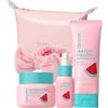 QUIYUM Kit Skincare Viso 4 Pezzi per Ragazza, Set per la Cura della Pelle | Cura Viso all'Anguria e Niacinamide con Pochette, Detergente, Siero, Crema Idratante e Fascia, per Donne e Adolescenti