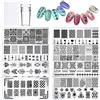PHOGARY 8 pezzi Nail Art Stamp 1 Timbro 1 Raschietto Smalto per unghie Stampaggio Buffer per unghie Art Stamping Scraper Stamper