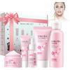 Fengyang ®Set per la Cura Della Pelle Sakura,Cura Della Pelle Viso,5pcs Set Regalo per la Cura Della Pelle,Con Detergente,Toner,Crema Occhi,Siero,Crema,Regalo per Adolescenti Ragazze Signora(5Pcs)