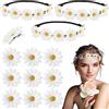 Oenothera 13 Pezzi Fascia Per Ghirlande Floreali, Corona Di Fiori Per Capelli, Girasole Fiori Corona Fascia Capelli, per Matrimoni Festival Vacanza Festa,Foto(Bianco)