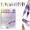 Generico Set di 12 penne per nail art colorate, 2025 pennarelli di aggiornamento per unghie in gel, impermeabili, penna a filo, penne per graffiti fai da te ad asciugatura rapida, penne per smalto 3D