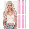 RUWISS Extension Capelli Rosa Clip 12 Pezzi Colorati Posticci per Donna | 55 cm Extension Capelli Sintetici Colorati - Facili da Indossare, Resistenti, Perfette per Carnevale, Festa e Halloween