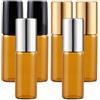 GGUFAY 6Pcs Roll On Vuoto per Oli Essenziali con Sfera in Acciaio Inossidabile, 5ml Marrone Roll On Vuoto per Profumo, Olio Essenziale, Aromaterapia